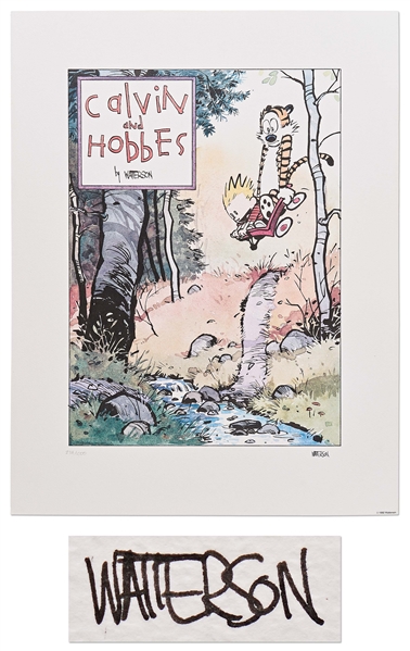 Bill Watterson Signed Limited Edition Lithograph of ''Calvin and Hobbes'' from 1992 -- Pristine Condition