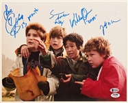 The Goonies 14 x 11 Photo Signed by All Four -- With PSA/DNA and Beckett COAs