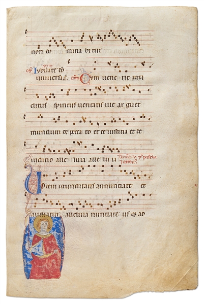 15th Century Illuminated Biblical Manuscript -- Large Antiphonal Manuscript Contains Verse to Be Sung or Chanted