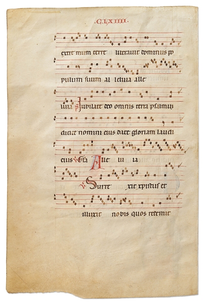 15th Century Illuminated Biblical Manuscript -- Large Antiphonal Manuscript Contains Verse to Be Sung or Chanted