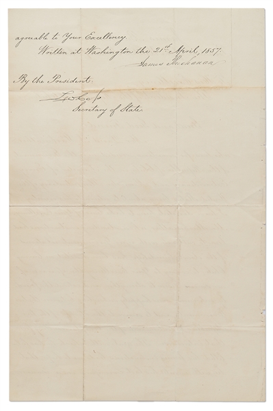 James Buchanan Letter Signed as President to the President of Chile