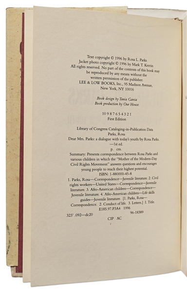 Rosa Parks Signed First Edition of ''Dear Mrs. Parks / A Dialogue With Today's Youth''