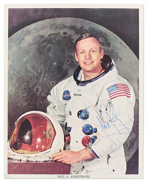 Apollo 11 Crew-Signed White Spacesuit Photos -- Each Photo Uninscribed -- With Zarelli COA for Neil Armstrong Signed Photo