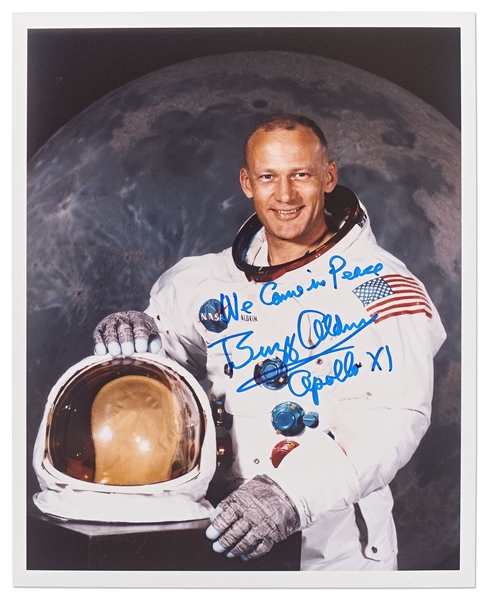 Apollo 11 Crew-Signed White Spacesuit Photos -- Each Photo Uninscribed -- With Zarelli COA for Neil Armstrong Signed Photo