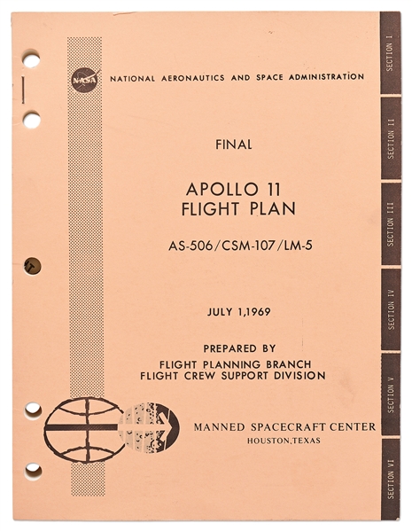 Original Apollo 11 Final Flight Plan from 1 July 1969