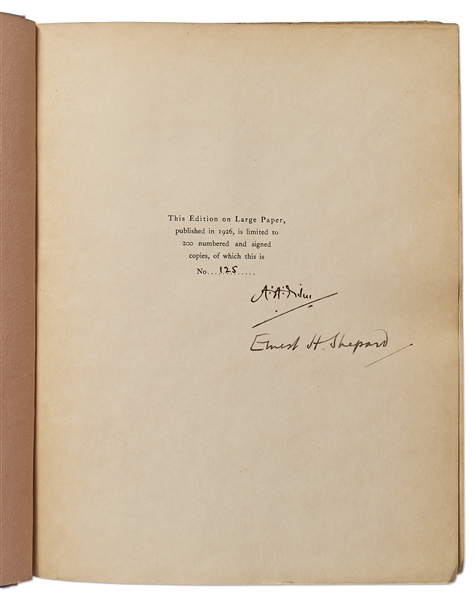 A.A. Milne & Ernest H. Shepard Signed 1926 Large Paper Limited Edition of ''Winnie-the-Pooh'' -- One of Only 200 Copies