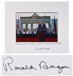 Ronald Reagan Signed Photo Mat for His Tear Down This Wall Speech -- With PSA/DNA COA