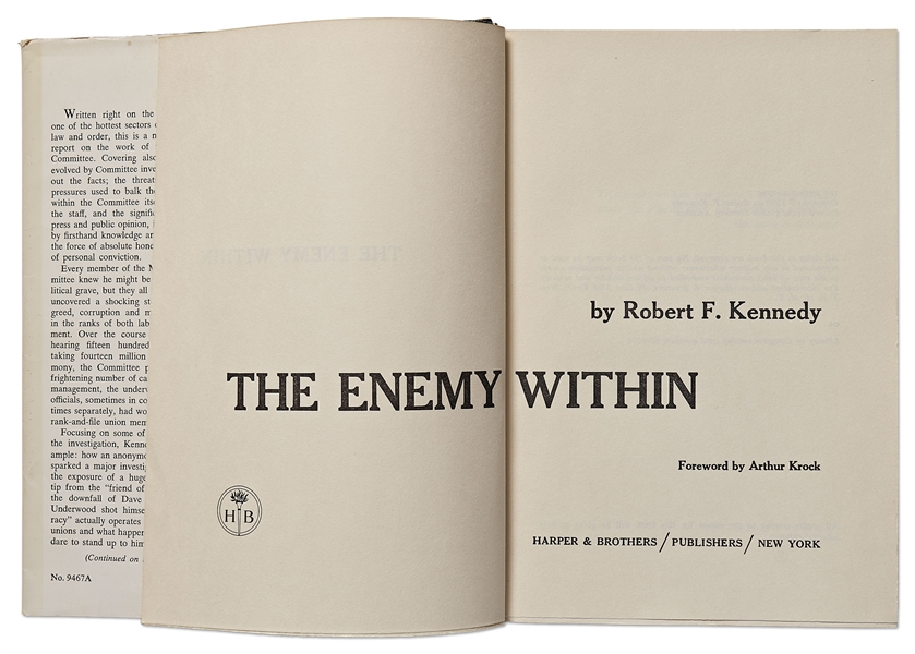 Robert F. Kennedy Signed First Edition of ''The Enemy Within'' -- Without Inscription