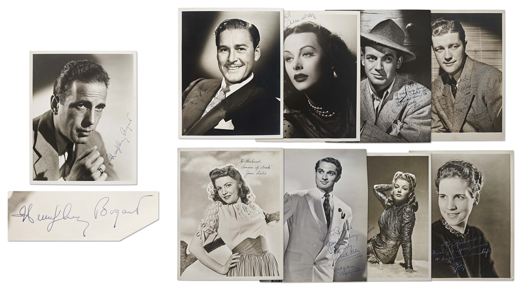 Humphrey Bogart Signed 8'' x 10'' Photo Without Inscription -- Lot Also Includes Photos Signed by Errol Flynn, Hedy Lamarr and 6 More