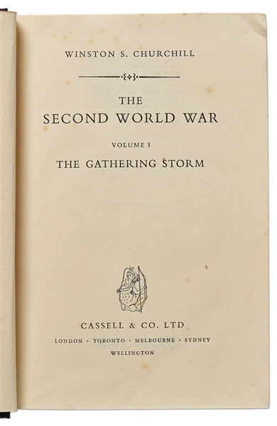 Winston Churchill Signed First Edition of ''The Second World War'' -- Volume I Signed & Dated 1950 by Churchill Without Inscription