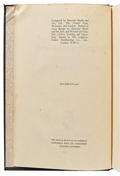 Winston Churchill Signed First Edition of ''The Second World War'' -- Volume I Signed & Dated 1950 by Churchill Without Inscription