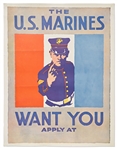 Original U.S. Marines Recruitment Poster from 1917 During World War I