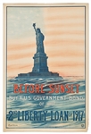 Original Poster from World War I Depicting the Statue of Liberty with the Sky Behind Her Resembling the U.S. Flag