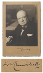 Winston Churchill Signed Photo Mat from 1942 with Photographer Walter Stonemans Backstamp -- With Beckett COA