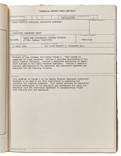 Original ''Apollo Mission Simulator Instructor Handbook'' from 1966