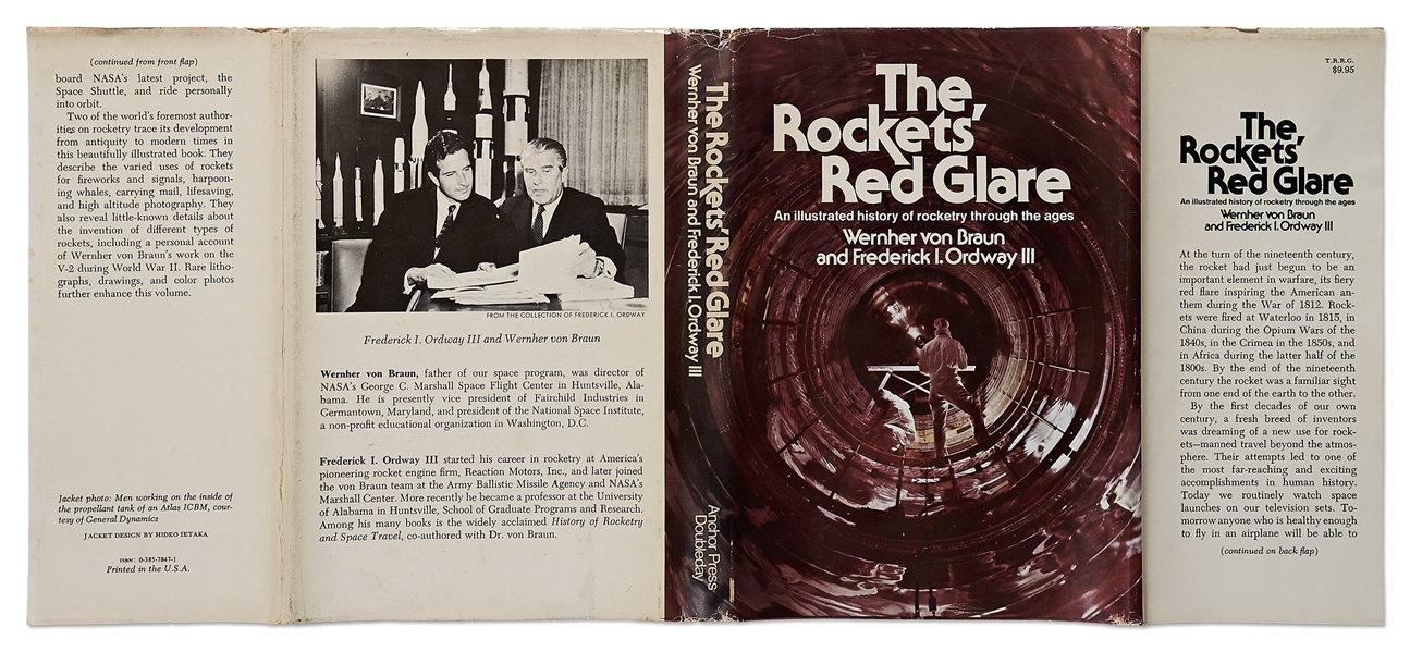 Wernher von Braun Signed First Edition of ''The Rockets' Red Glare'' -- Co-Author Frederick I. Ordway III's Personal Copy, Also Signed by Him