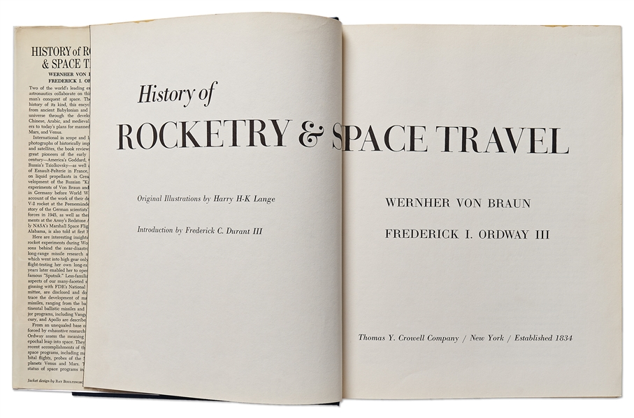 Wernher von Braun Signed First Edition, First Printing of ''History of Rocketry & Space Travel''