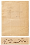 Albert Einstein Letter Signed to Photographer Sanford Roth -- ...I liked best the one of the head only...