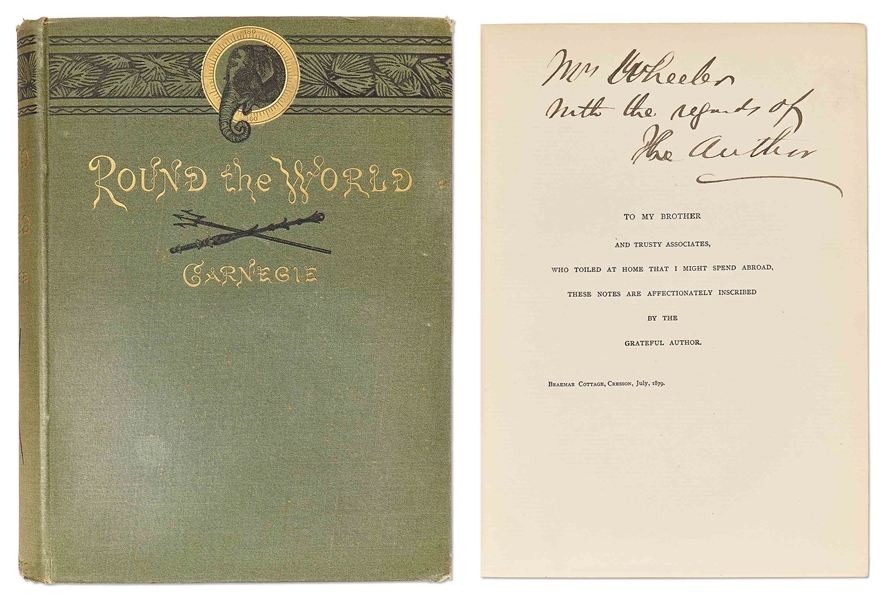 Andrew Carnegie Inscribed First Edition of His Travelogue ''Round The World''