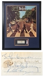 The Beatles Signed Contract -- Signatures Framed with Original Abbey Road Record Store Stand -- With PSA/DNA COA