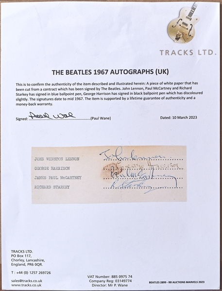 The Beatles Signed Contract -- Signatures Framed with Original Abbey Road Record Store Stand -- With PSA/DNA COA