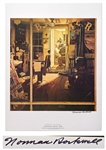 Norman Rockwell Signed Lithograph of His Famous Painting Shuffletons Barber Shop -- Measures 19 x 25