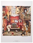 Norman Rockwell Signed Lithograph of His Famous Painting ''Roadblock'' -- Measures 19'' x 25''