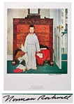 Norman Rockwell Signed Lithograph of His Famous Painting The Truth About Santa -- Measures 19 x 25