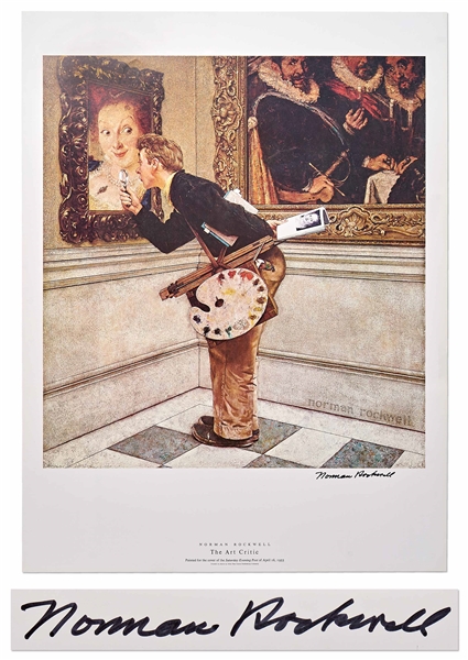 Norman Rockwell Signed Lithograph of His Famous Painting ''The Art Critic'' -- Measures 19'' x 25''