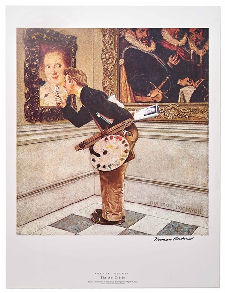 Norman Rockwell Signed Lithograph of His Famous Painting ''The Art Critic'' -- Measures 19'' x 25''