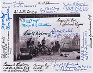 Band of Brothers 11 x 8.5 Photo Signed by 18 Soldiers Including Company Commander Dick Winters, Who Writes His Motto Hang Tough -- Taken at Hitlers Home in the Bavarian Alps in May 1945