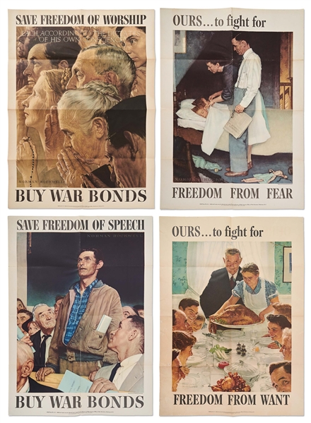 Norman Rockwell ''Four Freedoms'' Posters -- Complete Set of Four from 1943