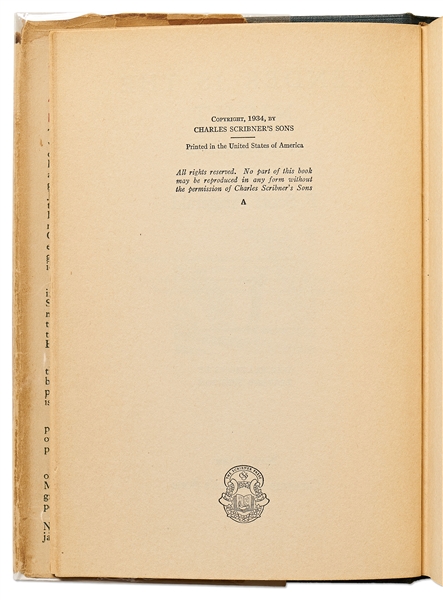 F. Scott Fitzgerald First Edition, First Printing of ''Tender is the Night'' -- Housed in Rare Original Dust Jacket