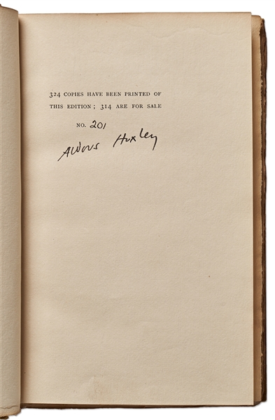 Aldous Huxley Signed Limited Edition of ''Brave New World''