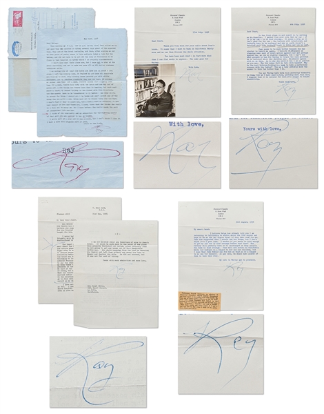 Raymond Chandler Lot of 5 Signed Letters -- Full of Drama Regarding His Relationships with Helga Greene (His Literary Agent & Love Interest) and His Secretary Jean Fracasse