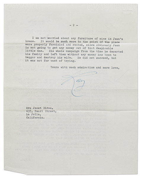 Raymond Chandler Lot of 5 Signed Letters -- Full of Drama Regarding His Relationships with Helga Greene (His Literary Agent & Love Interest) and His Secretary Jean Fracasse