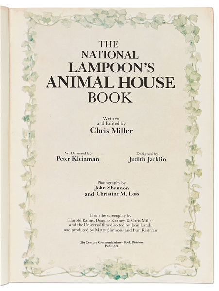 John Belushi Signed ''Animal House'' Book