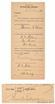 Thomas Edison Signed Form Authorizing Who Could Receive Mail on His Behalf