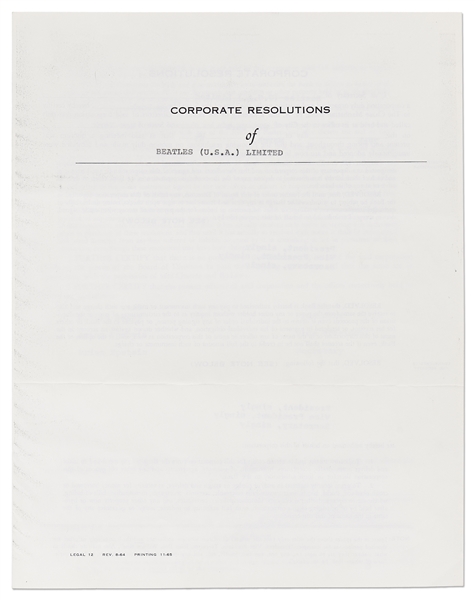 Brian Epstein Signed Corporate Resolutions for the Beatles (U.S.A.) Limited -- With Beatles' Embossed Corporate Seal, 1967 Document Replaces the Hofers with Nathan Weiss