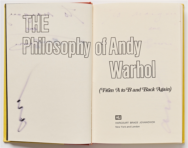 Andy Warhol Signed First Edition of ''The Philosophy of Andy Warhol''