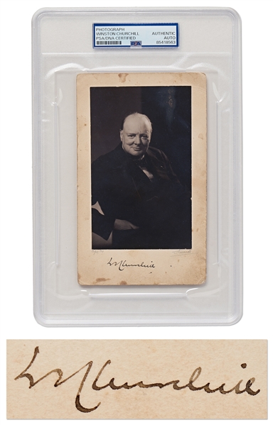 Winston Churchill Signed Photograph -- PSA/DNA Encapsulated