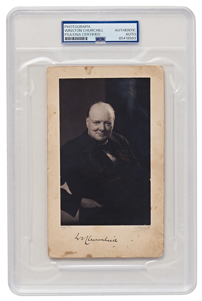 Winston Churchill Signed Photograph -- PSA/DNA Encapsulated