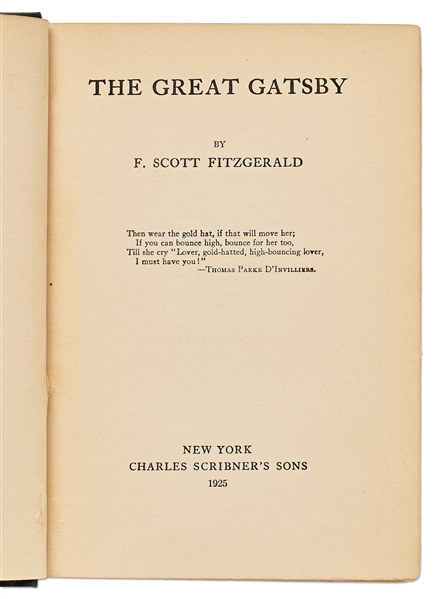 First Edition, First Printing of ''The Great Gatsby''