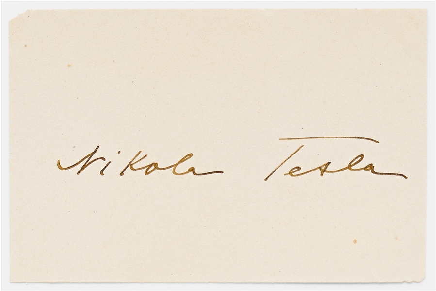 Very Rare Signature of Nikola Tesla -- With University Archives COA