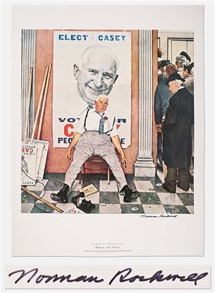 Norman Rockwell Signed Lithograph of His Famous Painting ''Before and After'' -- Measures 19'' x 25''