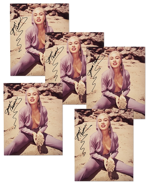 Lot of 5 Jeanne Carmen 8 x 10 Glossy Photos Signed -- Near Fine