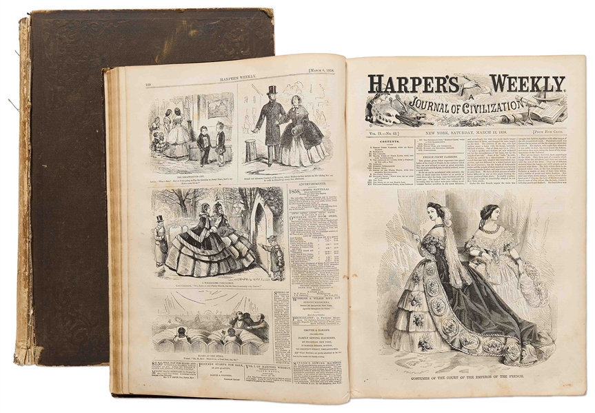 Complete Set of Harpers Weekly Newspapers from 1858 -- With Coverage of the Lincoln-Douglas Debates, a Congressional Brawl, Bleeding Kansas and More