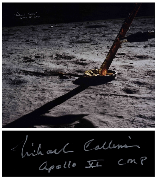 Michael Collins Signed 20'' x 16'' Photo of Eagle on the Lunar Surface