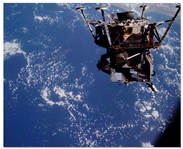 James McDivitt Twice-Signed 20'' x 16'' Photo of the Apollo 9 Lunar Module in the Earth's Orbit