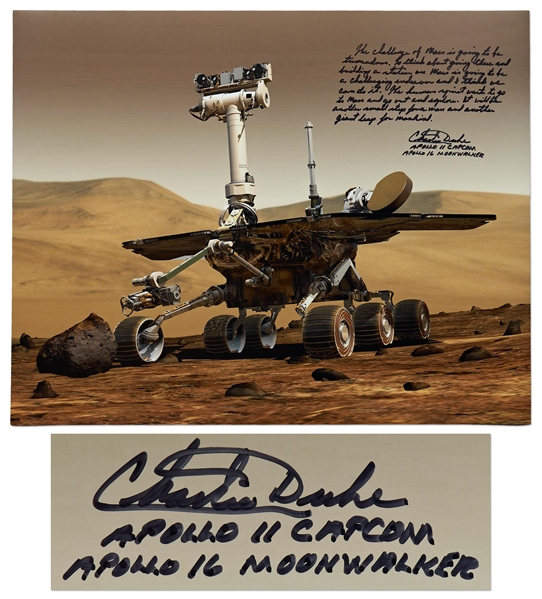 Apollo 16 Moonwalker Charlie Duke Signed 20'' x 16'' Photo of the Mars Rover -- ''The human spirit wants to go to Mars...It will be another small step for man and another giant leap for mankind!''
